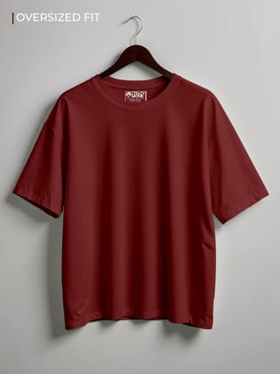 Plain Oversized T-Shirt-Maroon / S