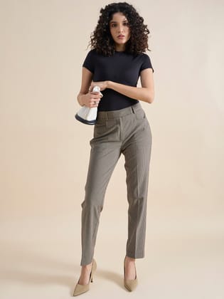 Refined Check Mid Waist Tailored Trouser In 4-Way Stretch Fabric-XS