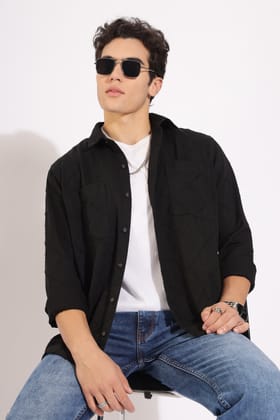Men's Twill Short Length Shirt | Rick Rogue-Black / L/40