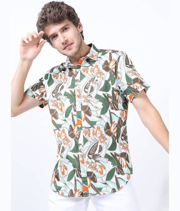 Ketch 100% Cotton Slim Fit Printed Half Sleeves Men's Casual Shirt - Olive ( Pack of 1 )