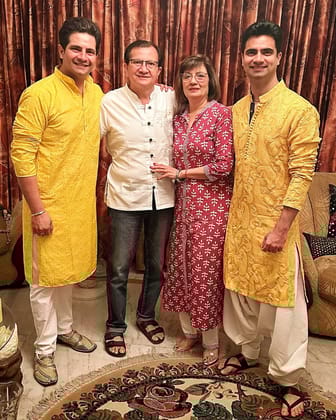 Karan Mehra in Men's Cotton foil printed Mustard Kurta with Churidaar Pyjama-36
