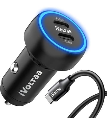 iVoltaa Car Mobile Charger 60 Watt PD Dual-Part Black