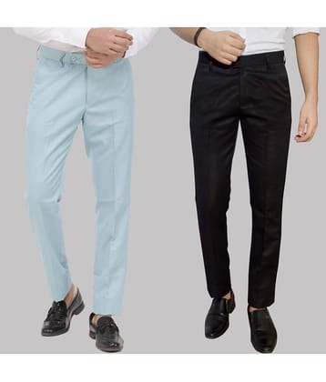 Kundan - Multicolor Cotton Blend Regular - Fit Men's Formal Pants ( Pack of 2 )