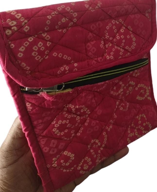 KALANKARI Red Handcrafted Cotton Sling Bag with Zipper Closure and Intricate Floral Embroidery