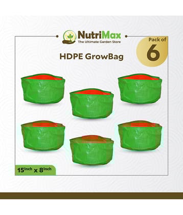 Nutrimax 200 GSM HDPE Grow Bags 15 inch x 8 inch Pack of 6 Outdoor Plant Bag