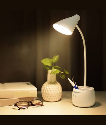 IDOLESHOP - White Study Table Lamp ( Pack of 1 )