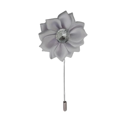 VOICI France Men's Camellia Flower Lapel Pin Handmade Boutonniere Stick Brooch for Suit tuxedo White color Free size