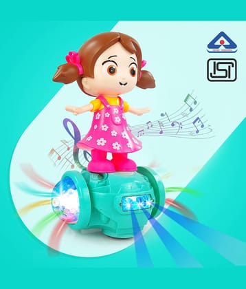 NHR 360 Degree Rotating Musical Dancing Girl with 5D Light & Musical Sound Multicolor Activity Play Center Toy Bump and Go for Kids Early Learning Educational Toys for Kids (3+ Years, Multi)