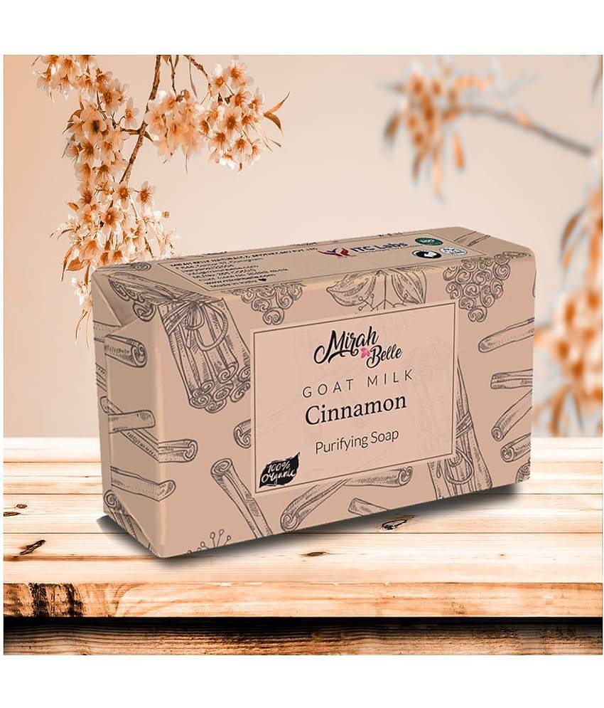 Mirah Belle - Organic Goat Milk, Cinnamon Purifying Soap Bar 125gm - For Oily & Infection Prone Skin- Handmade Soap
