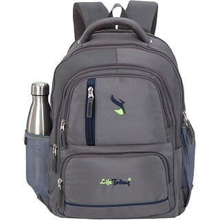 Life Today Medium 26 L Laptop Backpack 26 Litres Grey 15.6 Inch Water Resistance Polyester Laptop Backpack 26 L Laptop Backpack (Grey) (Grey)