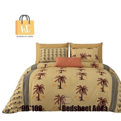 3001-Hometrade India-Standard King Size (90*108 Inches)-Pure Cotton Jaipuri Double Bedsheet With Matching Pillow Cover