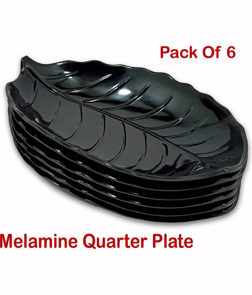 Inpro 6 Pcs Melamine Black Quarter Plate