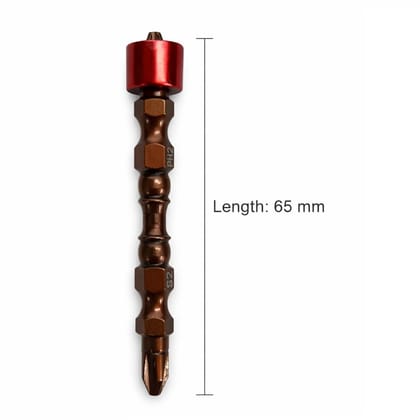 Magnetic PH2 Double-Ended Screwdriver Bits (Pack of 2) | 65 mm | Power Driver Bit Set with Magnetic Ring | Hand Tool for Home & Workshop Use | Bronze Finish