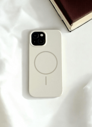 Cream Solid Silicone Case for iPhone 12