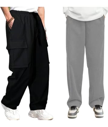 attitude start of fashion Black Lycra Men's Joggers ( Pack of 2 )