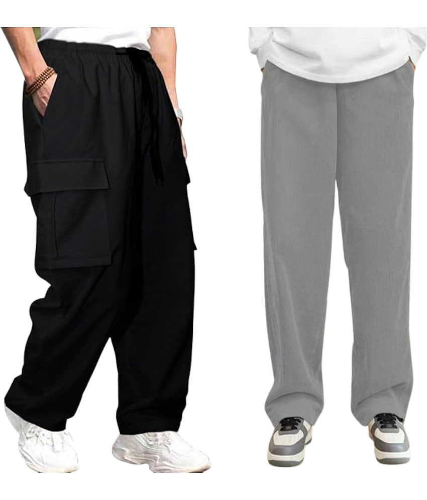 attitude start of fashion Black Lycra Men's Joggers ( Pack of 2 )