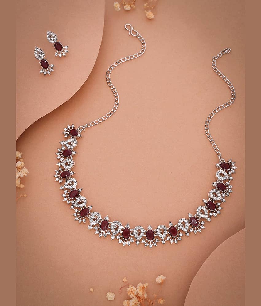 Lyriss Pink Brass Necklace Set ( Pack of 1 )