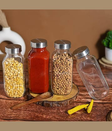 CROCO JAR Glass Transparent Food Container ( Set of 4 )