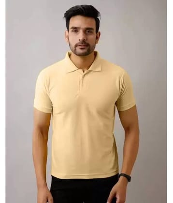 SKYRISE Pack of 1 Cotton Blend Slim Fit Solid Half Sleeves Men's Polo T Shirt ( Beige )