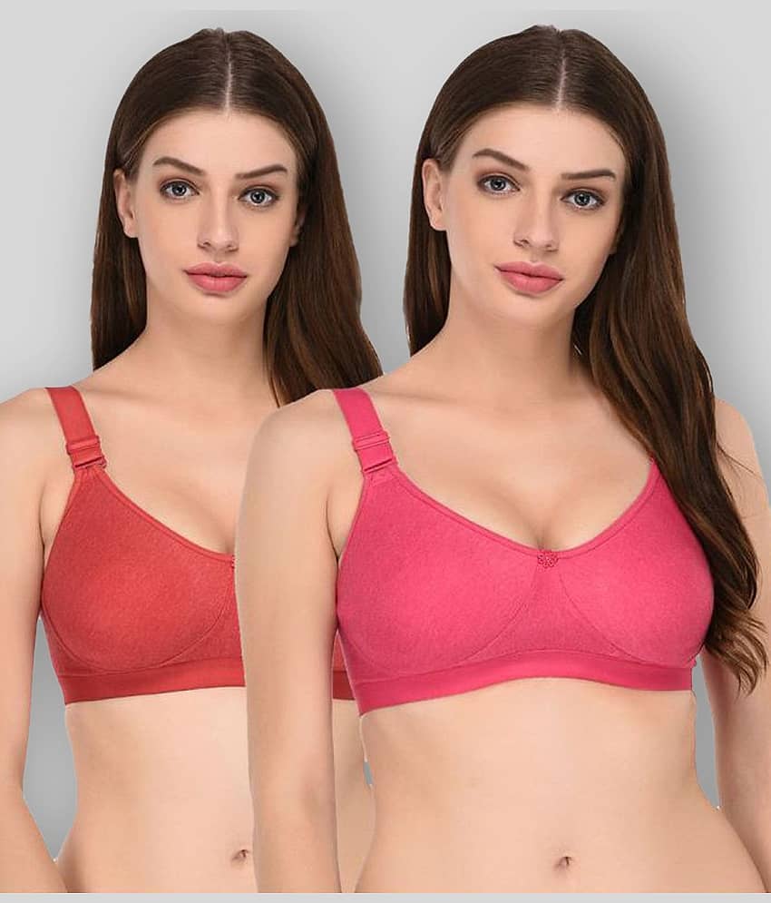 Elina Pack of 2 Cotton Non Padded Women's T-Shirt Bra ( Multi Color )