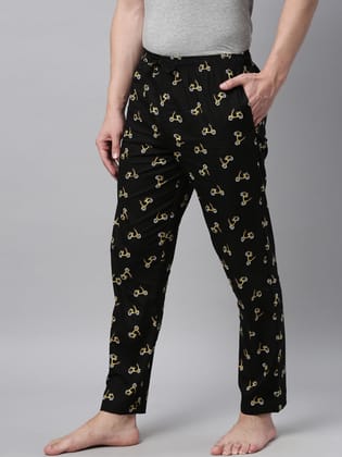 Black Printed Lounge Pant-L