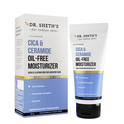 Dr. Sheth's Cica & Ceramide Oil-Free Moisturizer | Barrier Repairing & Hydrating | Lightweight Moisturiser |For Men & Women | 50g Dr. Sheth's Cica & Ceramide Oil-Free Moisturizer | Barrier Repairing & Hydrating | Lightweight Moisturiser |For Men & Women 