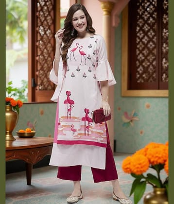 Pannkh - Off White Rayon Women's Straight Kurti ( Pack of 1 )