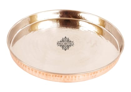Steel Copper Thali/Plate, Dinnerware & Tableware for Home, Hotel & Restaurants-33cm / 1