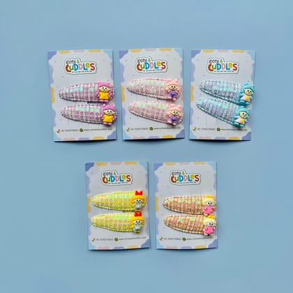 Cute Girl Design Tic Tac Hair Clip for Kids-Purple