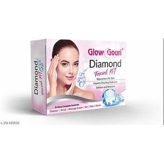 Glow & Gouri Diamond Facial Kit | Cleanser|Scrub|Massage Cream|Gel | Face Pack|Serum| 6 Item In The Box| (5x50g) And (30 ml Serum Oil)