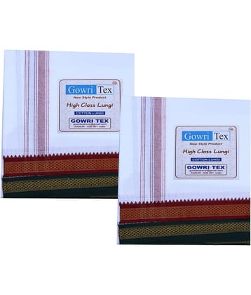 GOWRI TEX Cotton Men's Lungi White ( Pack of 1 )