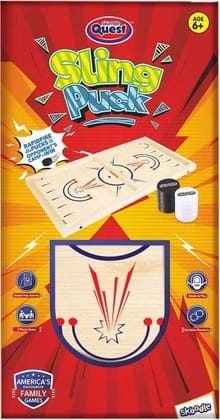 Braintastic Sling Puck Wooden String Hockey Board Game Super-Fast Slingshot Portable Table Toys for Kids Adults (Sling Puck Large)