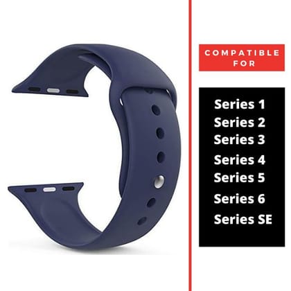 Blue Plain Silicone Strap For Apple Watch Series 8 (38mm/40mm/41mm)