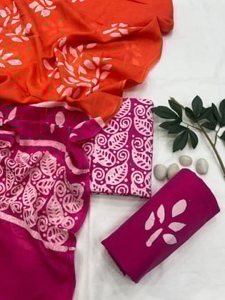 Pure Cotton Unstitched Suit With Cotton Dupatta