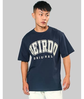 Veirdo Pack of 1 Cotton Oversized Fit Men's T-Shirt ( Navy )