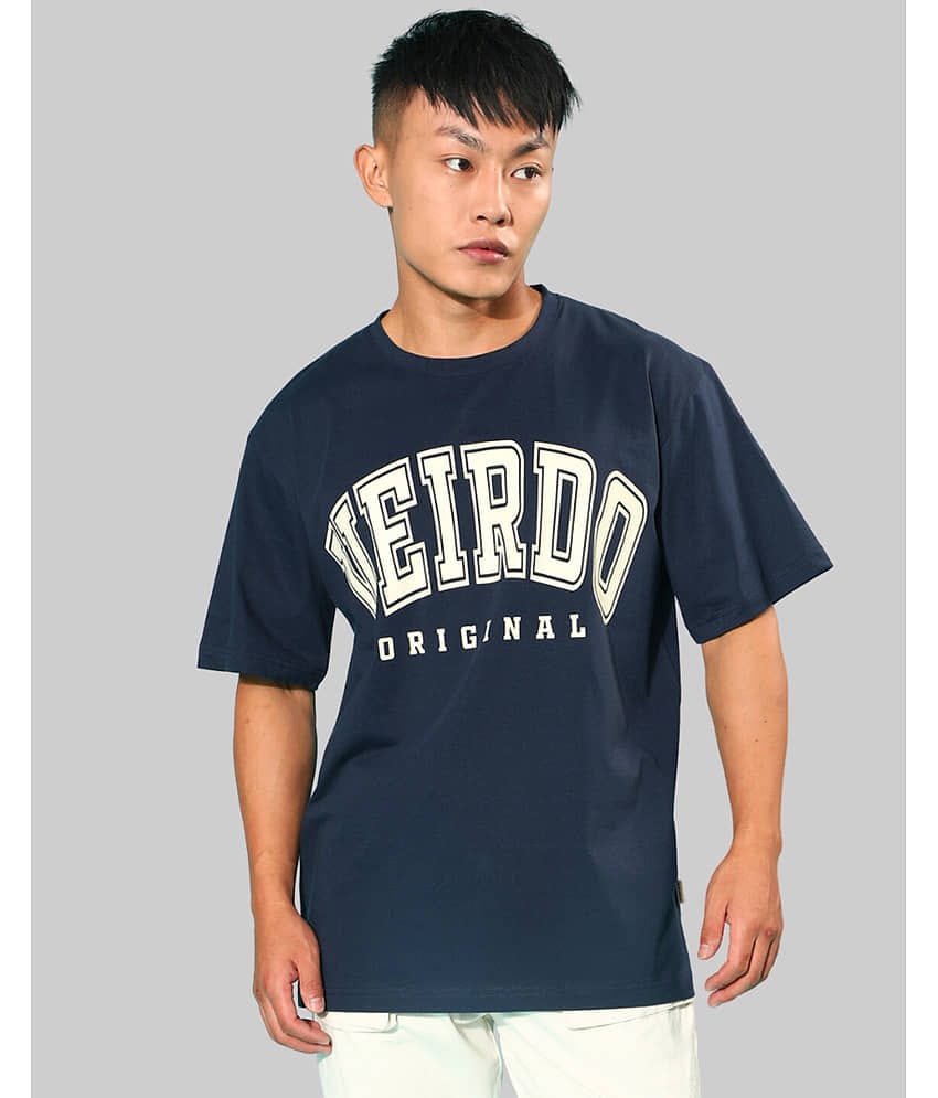 Veirdo Pack of 1 Cotton Oversized Fit Men's T-Shirt ( Navy )