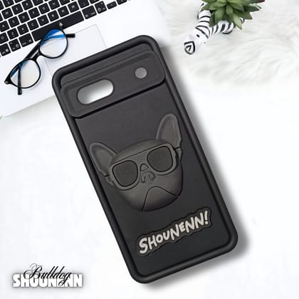 Black SHOUNENN BULLDOG Silicone case for Google Pixel 7A