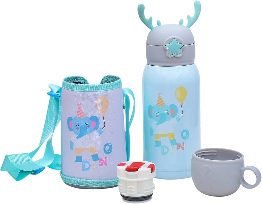 Children's Vacuum Insulated Deer Bottle with Sipper and Strap