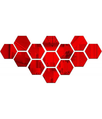 Asmi Collection 13 Hexogon Self Adhesive Acrylic Mirror Wall Sticker ( 10 x 12 cms )