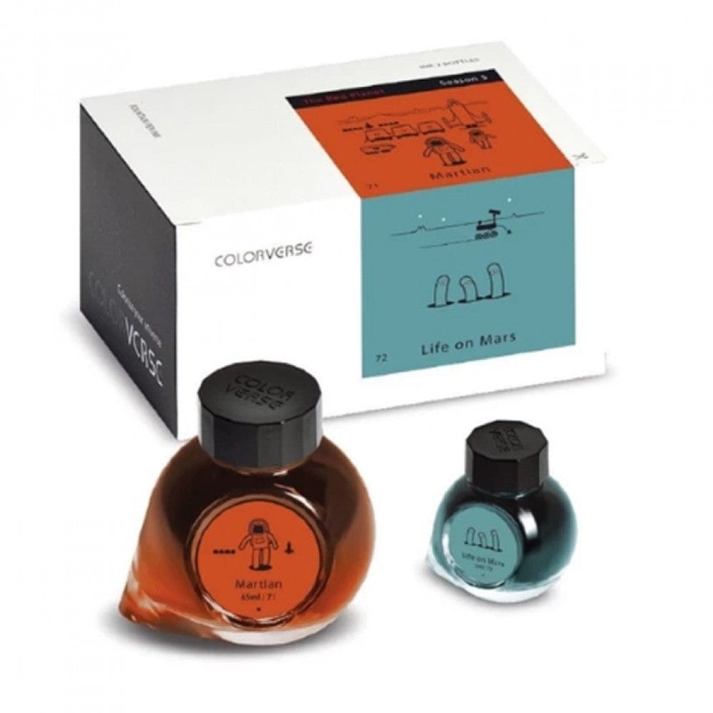 Colorverse Martian - Orange - Life On Mars - Gray - Fountain Pen Ink 71 - 72, Season 5, The Red Planet, 65ml - 15ml - 2 Bottle Set, Dye-Based, Nontoxic, Made In Korea
