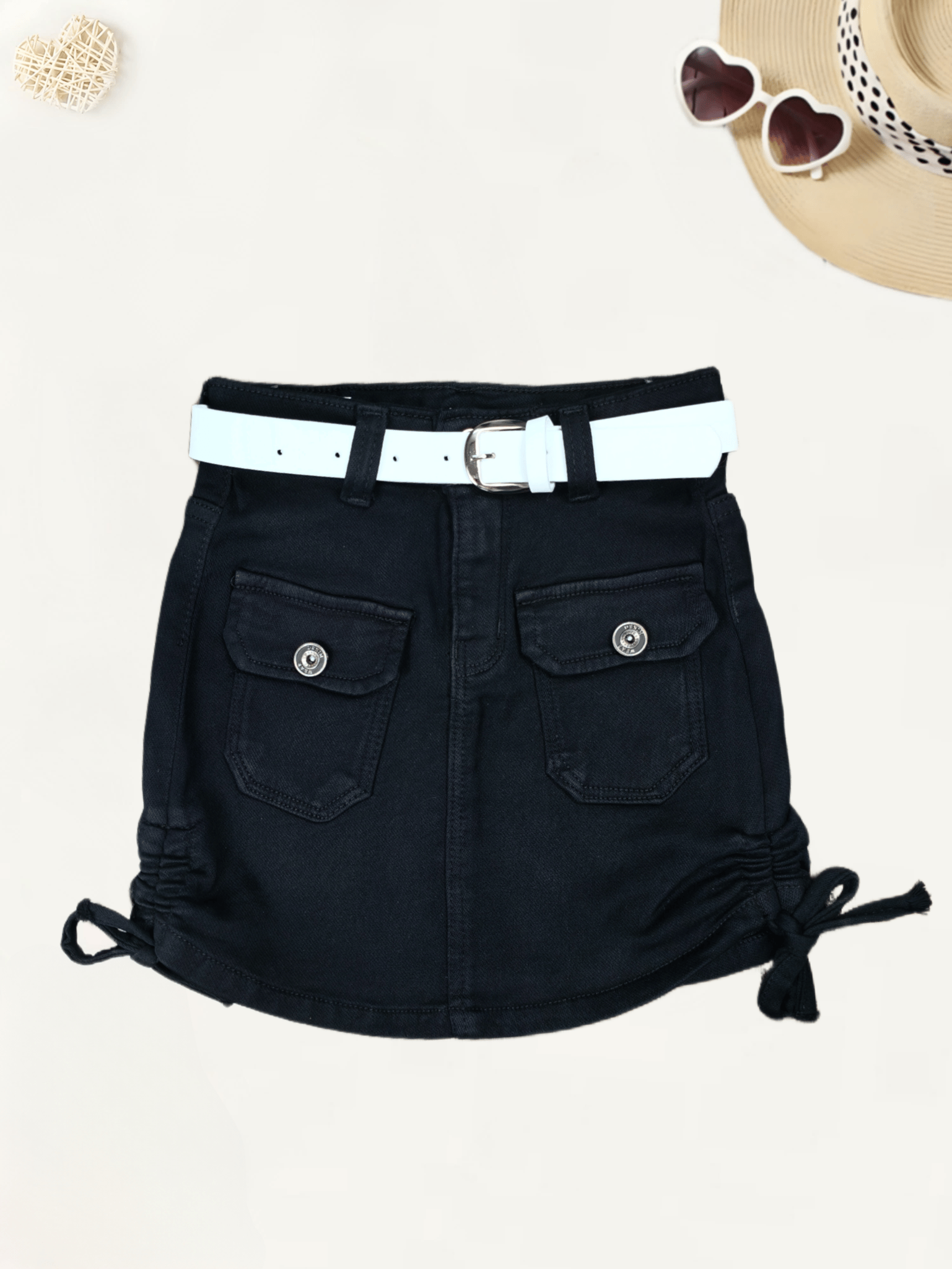 Girl's Black Imported Skirt [GS-947] (4-12Years)-11-12Y (Size - 36) / Black / Denim