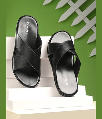 IVRAH Black Men's Leather Slipper