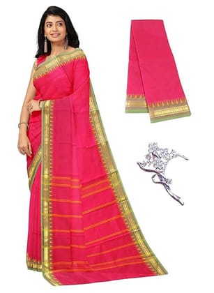 Women's Chettinad Cotton Sarees | Handloom Saree with Blouse