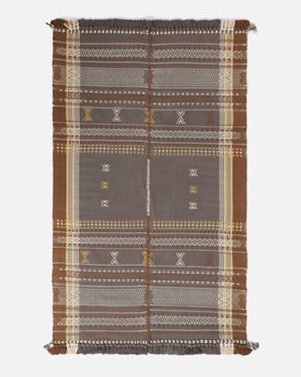 Estera Extra Weft Dhurry-Medium Black / 36" X 60" / Cotton x Cotton