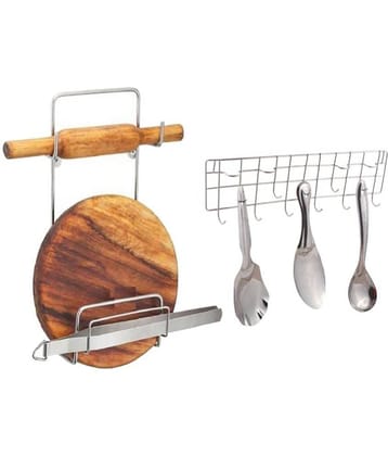 JISUN - Silver Stainless Steel Rolling Pin Holder ( Pack of 2 )