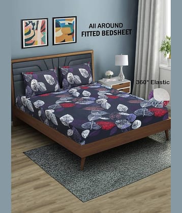 Home Candy Microfibre Floral 1 Bedsheet with 2 Pillow Covers - Blue