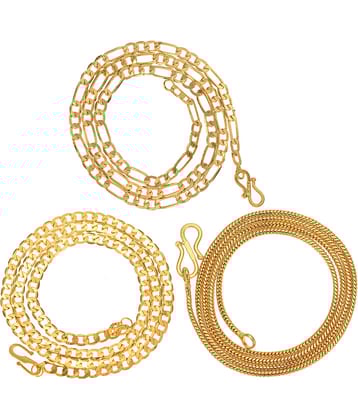 AanyaCentric Combo of 3 Gold Plated 22inches Long Fashion Chain