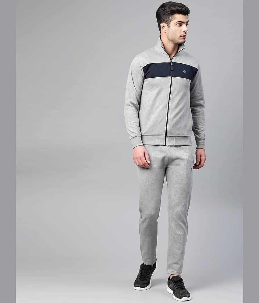 Chkokko - Light Grey Fleece Regular Fit Men's Tracksuit ( Pack of 1 )