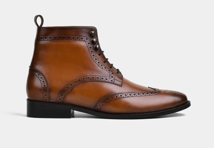 RICARDO | TAN MEN BROGUE LACEUP BOOTS (SALE)-UK 9