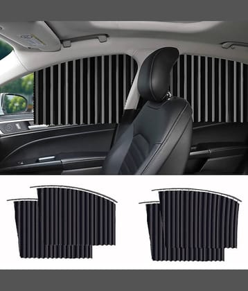 GEEO Universal Fit Magnetic Car Side Window Privacy Sunshade, Car Sun Shade Side Window, Magnet Pleated Curtains for Car Window, Removable Car Window Curtains (Multicolor, 4PCS)